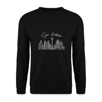 San Antonio Skyline Sketch Design für stolze San - Unisex Pullover - Schwarz - Vorne - Alina (178cm) & Michal (187cm)