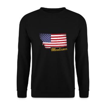 US-Flagge Montana Karte Design für stolze Montaner - Unisex Pullover - Schwarz - Vorne - Alina (178cm) & Michal (187cm)