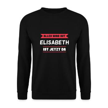 Elisabeth Name Design für stolze Elisabeths - Unisex Pullover - Schwarz - Vorne - Alina (178cm) & Michal (187cm)
