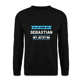 Sebastian Name Design für stolze Sebastians - Unisex Pullover - Schwarz - Vorne - Alina (178cm) & Michal (187cm)
