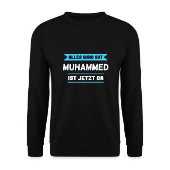 Muhammed Name Design für stolze Muhammeds - Unisex Pullover - Schwarz - Vorne - Alina (178cm) & Michal (187cm)