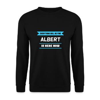 Albert Name Spruch für stolze Alberts - Unisex Pullover - Schwarz - Vorne - Alina (178cm) & Michal (187cm)