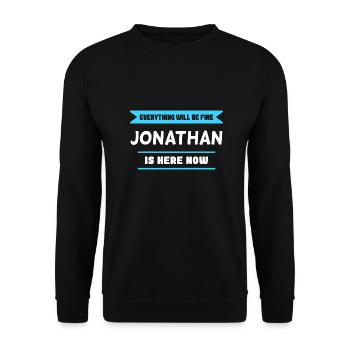 Jonathan Name Sprichwort für stolze Jonathans - Unisex Pullover - Schwarz - Vorne - Alina (178cm) & Michal (187cm)