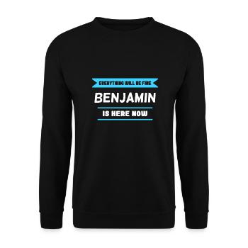 Benjamin Name Spruch für stolze Benjamins - Unisex Pullover - Schwarz - Vorne - Alina (178cm) & Michal (187cm)