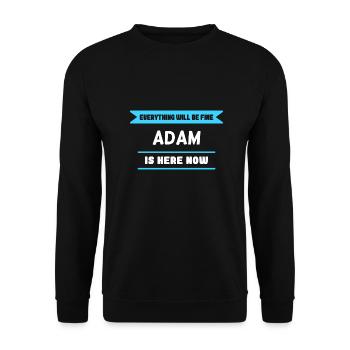 Adam Name Spruch für stolze Adams - Unisex Pullover - Schwarz - Vorne - Alina (178cm) & Michal (187cm)