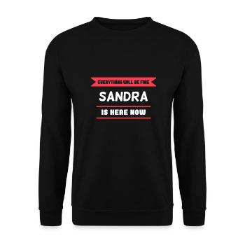 Sandra Name Spruch für stolze Sandras - Unisex Pullover - Schwarz - Vorne - Alina (178cm) & Michal (187cm)