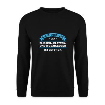 Fliesenleger Design für stolze Handwerker - Unisex Pullover - Schwarz - Vorne - Alina (178cm) & Michal (187cm)