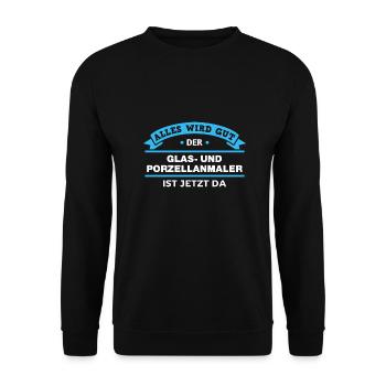 Glas- Porzellanmaler Design für stolze Handwerker - Unisex Pullover - Schwarz - Vorne - Alina (178cm) & Michal (187cm)
