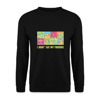 Bunny Goat Cow Friends Design für Veganer - Unisex Pullover - Schwarz - Vorne - Alina (178cm) & Michal (187cm)