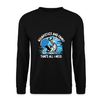 Aquarium Aquarists Fish Ornamental fish Aquaristics - Unisex Sweatshirt - black - Front - Alina (178cm) & Michal (187cm)