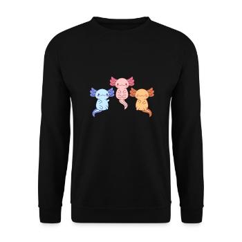 Axolotl Group Design für Axolotl-Liebhaber - Unisex Pullover - Schwarz - Vorne - Alina (178cm) & Michal (187cm)