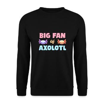 Großes Axolotl-Fan-Design für Axolotl-Liebhaber - Unisex Pullover - Schwarz - Vorne - Alina (178cm) & Michal (187cm)