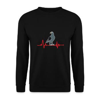 Pigeon Heartbeat Pulse Design für Taubenliebhaber - Unisex Pullover - Schwarz - Vorne - Alina (178cm) & Michal (187cm)