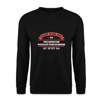 Technische Produktdesignerin Design für Handwerker - Unisex Pullover - Schwarz - Vorne - Alina (178cm) & Michal (187cm)