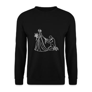 Funny Bride Groom Line Art Wedding Tee - Unisex Sweatshirt - black - Front - Alina (178cm) & Michal (187cm)