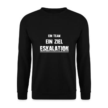 Ein Team Ein Ziel Eskalation - Unisex Pullover - Schwarz - Vorne - Alina (178cm) & Michal (187cm)