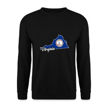 Flagge von Virginia Design für stolze Virginier - Unisex Pullover - Schwarz - Vorne - Alina (178cm) & Michal (187cm)