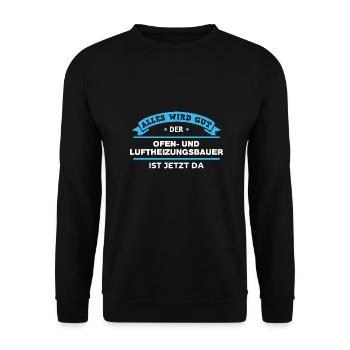 Ofenbauer Design für stolze Handwerker - Unisex Pullover - Schwarz - Vorne - Alina (178cm) & Michal (187cm)