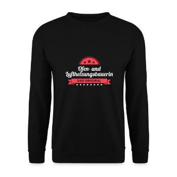 Ofen- Luftheizungsbauerin Design für Handwerker - Unisex Pullover - Schwarz - Vorne - Alina (178cm) & Michal (187cm)