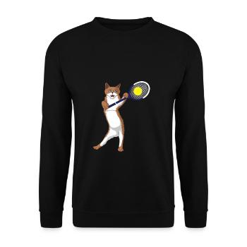 Cat plays Tennis Cat Tennis Tennis Ball Meow - Unisex Sweatshirt - black - Front - Alina (178cm) & Michal (187cm)