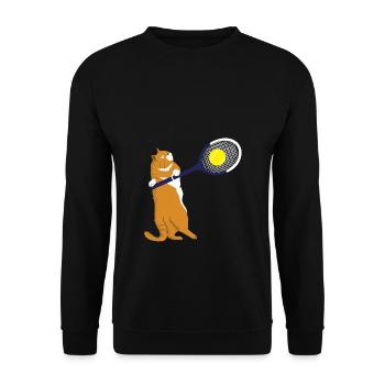 Cat plays Tennis Cat Tennis Tennis Ball Meow - Unisex Sweatshirt - black - Front - Alina (178cm) & Michal (187cm)
