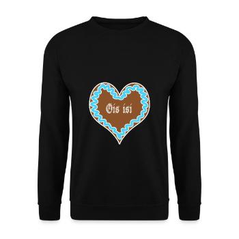 Ois isi - bayrisches Lebkuchen Herz Blau - Wiesn - Unisex Pullover - Schwarz - Vorne - Alina (178cm) & Michal (187cm)