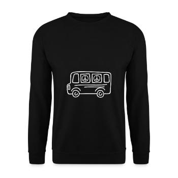 Hippie Bus | Peace | 70er | 60er | Love | Bus - Unisex Pullover - Schwarz - Vorne - Alina (178cm) & Michal (187cm)