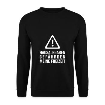Hausaufgaben gefährden meine Freizeit - Unisex Pullover - Schwarz - Vorne - Alina (178cm) & Michal (187cm)