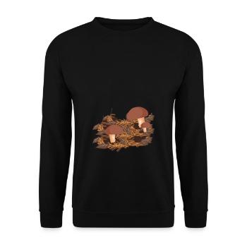 Steinpilze Pilze sammeln Pilzsammler Pilz - Unisex Pullover - Schwarz - Vorne - Alina (178cm) & Michal (187cm)