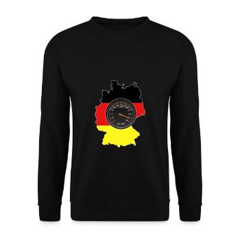 Pas de limitation de vitesse sur les autoroutes allemandes - Sweat-shirt Unisexe - noir - Devant - Alina (178cm) & Michal (187cm)