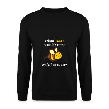 Ich bin Imker, wenn ich renne solltest du es auch. - Unisex Pullover - Schwarz - Vorne - Alina (178cm) & Michal (187cm)