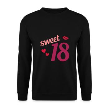 Sweet 18 (hearts, lips) - Unisex Sweatshirt - black - Front - Alina (178cm) & Michal (187cm)