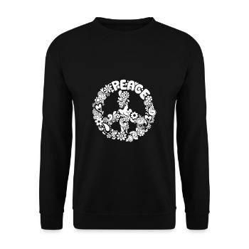Peace World Peace Flower Power Gift 70s Love - Unisex Sweatshirt - black - Front - Alina (178cm) & Michal (187cm)