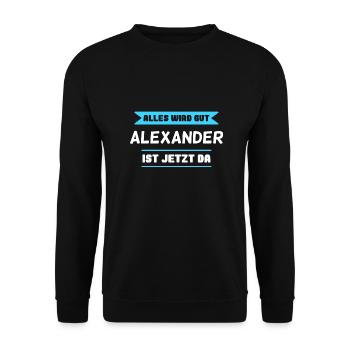 Alexander Name Design für stolze Alexander - Unisex Pullover - Schwarz - Vorne - Alina (178cm) & Michal (187cm)