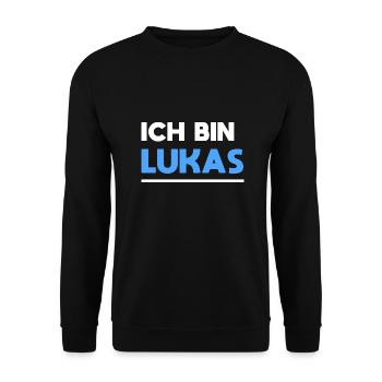 Lukas Name Spruch für stolze Lukas - Unisex Pullover - Schwarz - Vorne - Alina (178cm) & Michal (187cm)