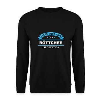 Böttcher Design für stolze Handwerker - Unisex Pullover - Schwarz - Vorne - Alina (178cm) & Michal (187cm)