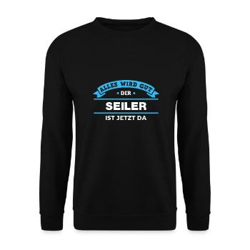 Seiler Design für stolze Handwerker - Unisex Pullover - Schwarz - Vorne - Alina (178cm) & Michal (187cm)