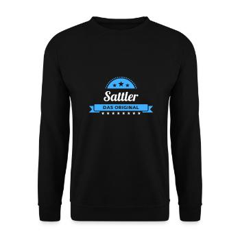 Sattler Design für stolze Handwerker - Unisex Pullover - Schwarz - Vorne - Alina (178cm) & Michal (187cm)