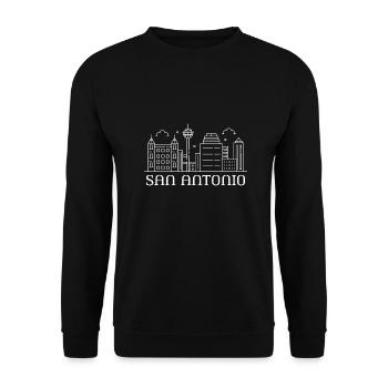 San Antonio skyline design for proud San - Unisex Sweatshirt - black - Front - Alina (178cm) & Michal (187cm)