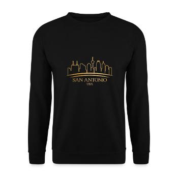 San Antonio USA Skyline Design für stolze San - Unisex Pullover - Schwarz - Vorne - Alina (178cm) & Michal (187cm)