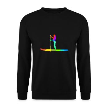 Stand up paddle Planche arc-en-ciel couleurs polygone - Sweat-shirt Unisexe - noir - Devant - Alina (178cm) & Michal (187cm)