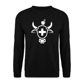 Armoiries suisses avec tête de vache et pomme - Sweat-shirt Unisexe - noir - Devant - Alina (178cm) & Michal (187cm)