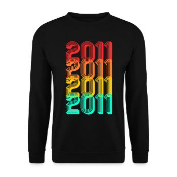 2011 né Né 2011 Cadeau Anniversaire - Sweat-shirt Unisexe - noir - Devant - Alina (178cm) & Michal (187cm)