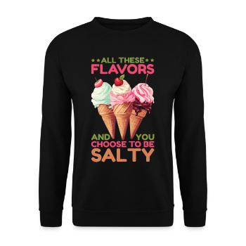 Toutes ces saveurs et vous choisissez d’être salé 16 - Sweat-shirt Unisexe - noir - Devant - Alina (178cm) & Michal (187cm)