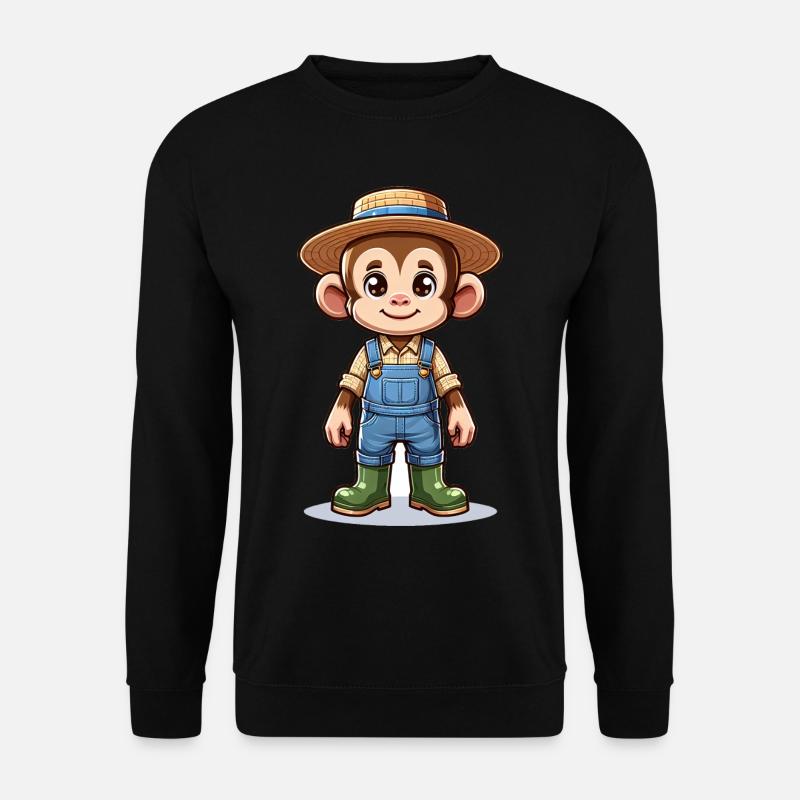 Cute Monkey Farmer - Unisex Sweatshirt - black