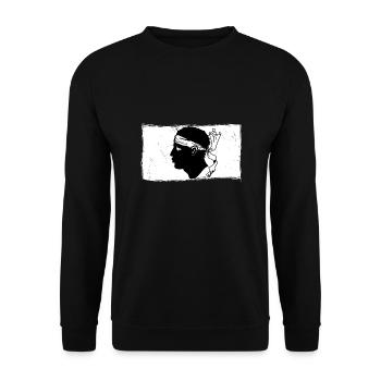 Korsika Flagge Korsika Fahne Corsica Korsischen - Unisex Pullover - Schwarz - Vorne - Alina (178cm) & Michal (187cm)