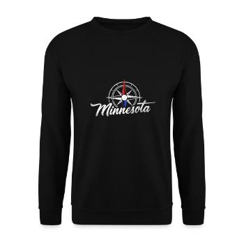 Compass Minnesota Design für stolze Minnesotaner - Unisex Pullover - Schwarz - Vorne - Alina (178cm) & Michal (187cm)