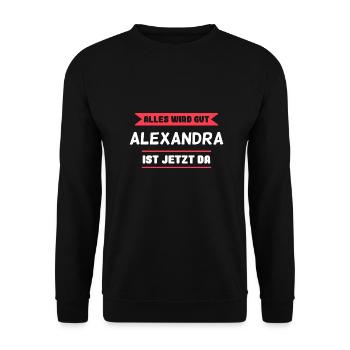 Alexandra Name Design für stolze Alexandras - Unisex Pullover - Schwarz - Vorne - Alina (178cm) & Michal (187cm)