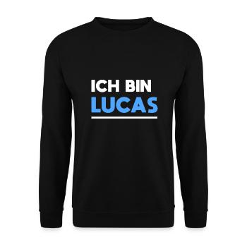 Lucas Name Spruch für stolze Lucas - Unisex Pullover - Schwarz - Vorne - Alina (178cm) & Michal (187cm)