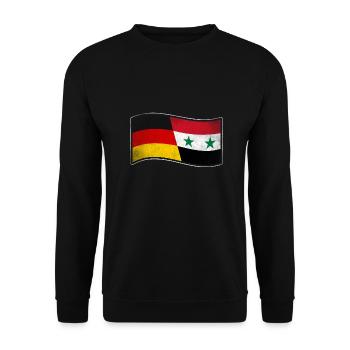 Syrien Design für stolze Deutsch-Syrer - Unisex Pullover - Schwarz - Vorne - Alina (178cm) & Michal (187cm)